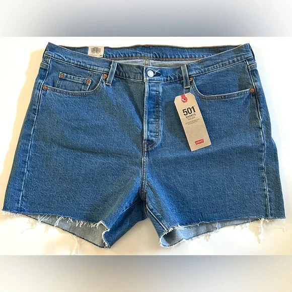 Levi's 501 Original Women's High Rise Jean Short Button Up Size 18W Blue, NEW - Picture 16 of 16
